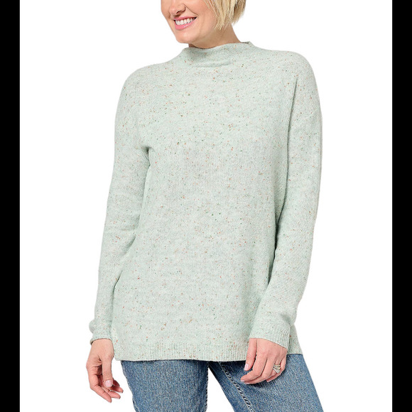 Denim & Co. Funnel Neck Drop Shoulder Tunic Sweater Seafoam - Regular - Picture 1 of 1